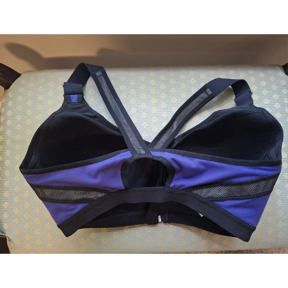 Victorias Secret Sport Purple Lined Underwire Front Zip Racerback Sport Bra 34DD